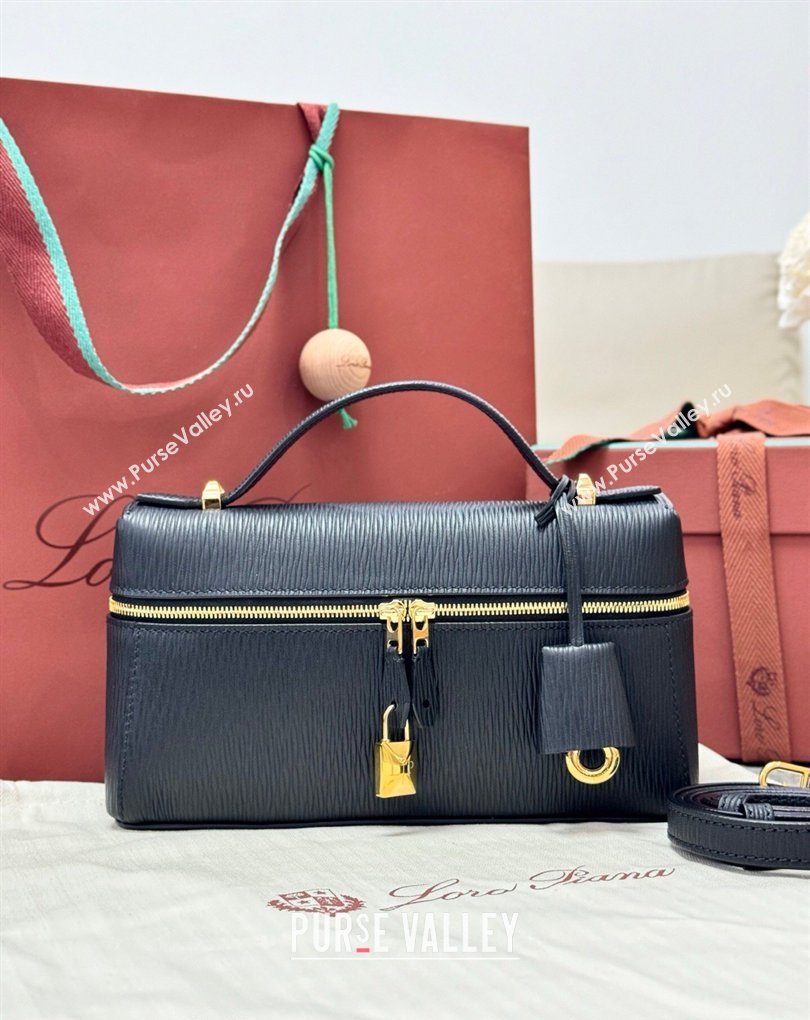 Loro Piana LP Extra Bag L23 in Wave Leather Black 2026 FAQ2126 (BF-260408064)