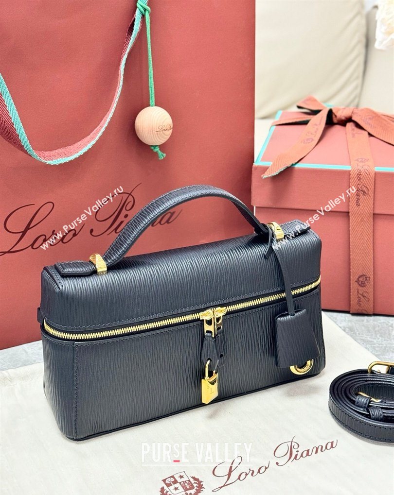 Loro Piana LP Extra Bag L23 in Wave Leather Black 2026 FAQ2126 (BF-260408064)