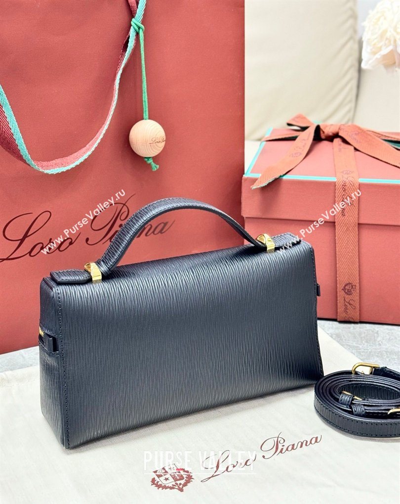 Loro Piana LP Extra Bag L23 in Wave Leather Black 2026 FAQ2126 (BF-260408064)