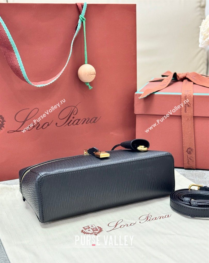 Loro Piana LP Extra Bag L23 in Wave Leather Black 2026 FAQ2126 (BF-260408064)