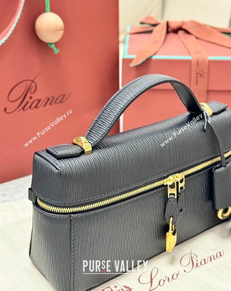 Loro Piana LP Extra Bag L23 in Wave Leather Black 2026 FAQ2126 (BF-260408064)