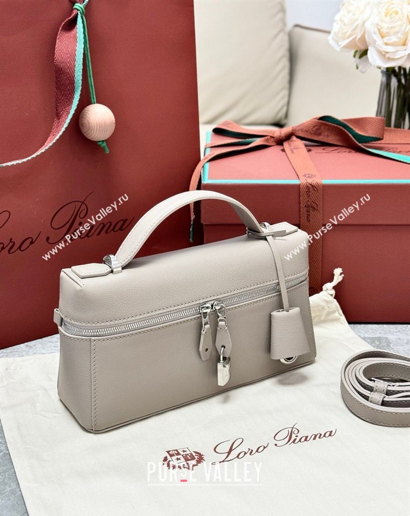 Loro Piana LP Extra Bag L23 in Calfskin Leather Dove Grey 2026 FAQ2126 (BF-260408067)