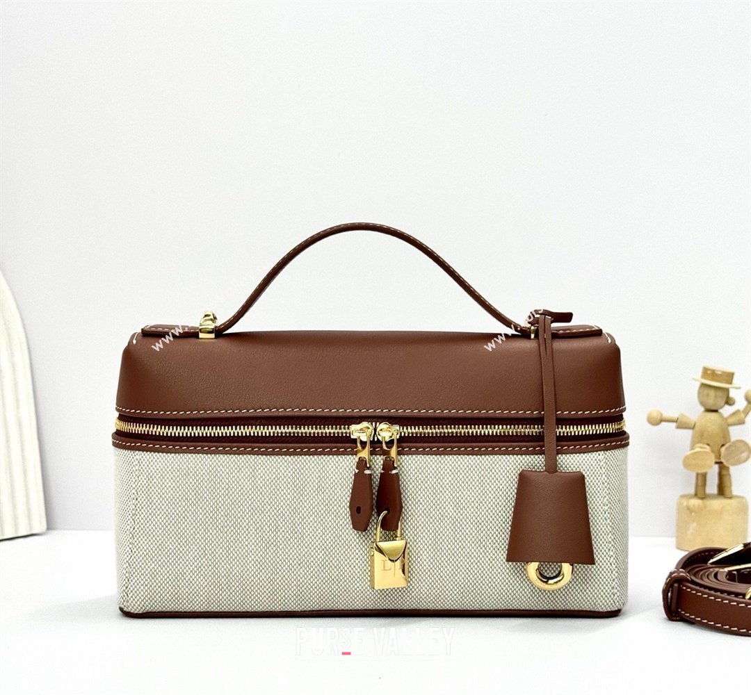 Loro Piana LP Extra Bag L23 in Canvas and Leather Caramel 2026 FAQ2126 (BF-260408069)