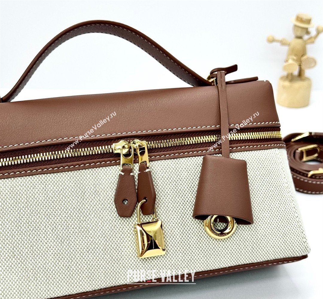 Loro Piana LP Extra Bag L23 in Canvas and Leather Caramel 2026 FAQ2126 (BF-260408069)