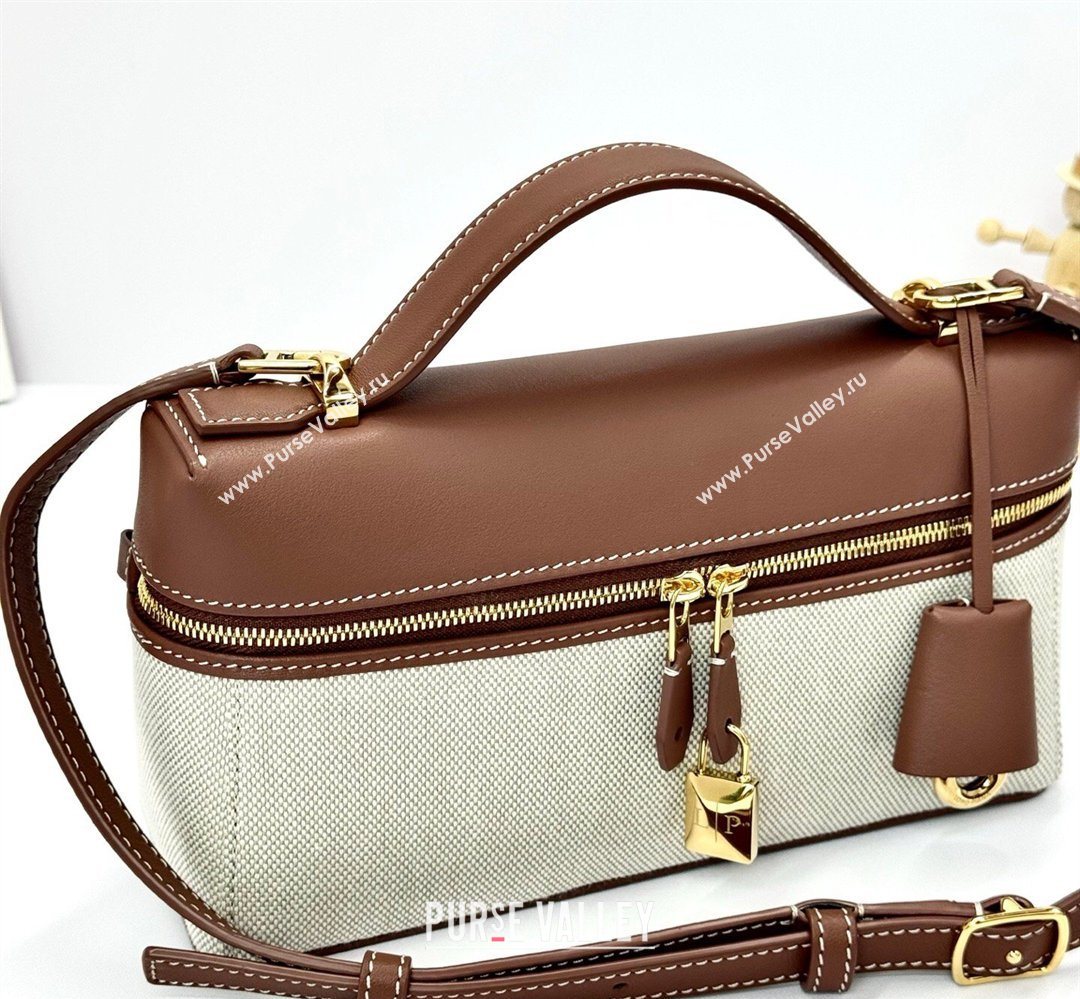 Loro Piana LP Extra Bag L23 in Canvas and Leather Caramel 2026 FAQ2126 (BF-260408069)