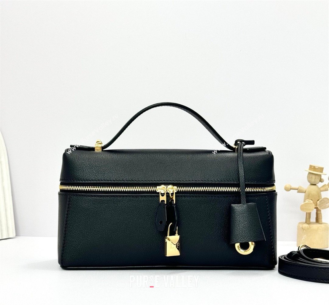 Loro Piana LP Extra Bag L23 in Palm-Grained Leather Black 2026 FAQ2126 (BF-260408073)