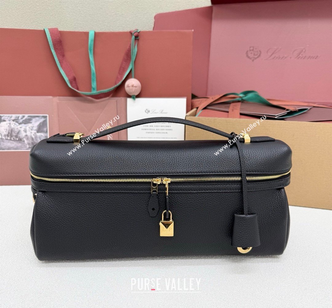 Loro Piana LP Extra Softy Bag L33 in Grained Leather Black 2026 FAQ6591 (MHUI-260408002)
