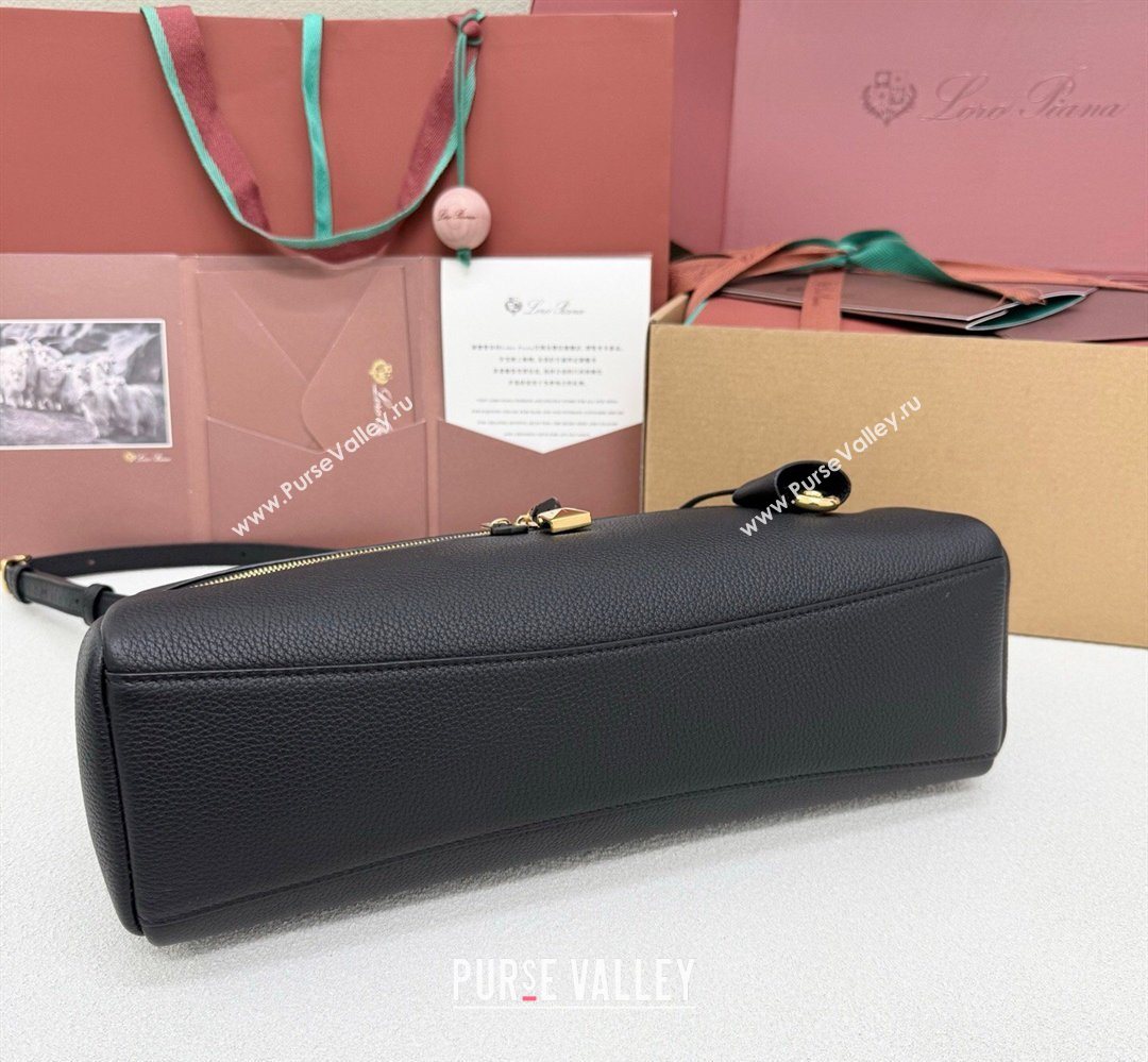 Loro Piana LP Extra Softy Bag L33 in Grained Leather Black 2026 FAQ6591 (MHUI-260408002)