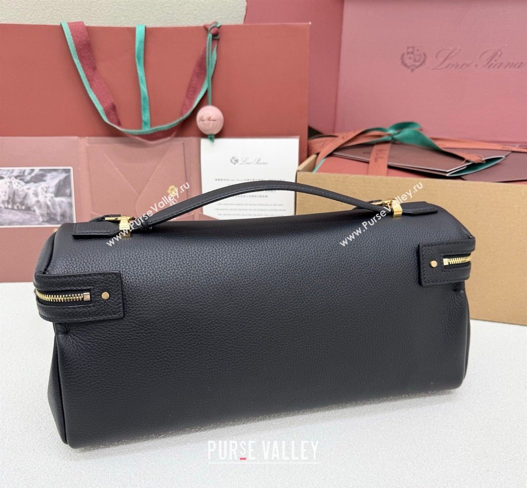 Loro Piana LP Extra Softy Bag L33 in Grained Leather Black 2026 FAQ6591 (MHUI-260408002)
