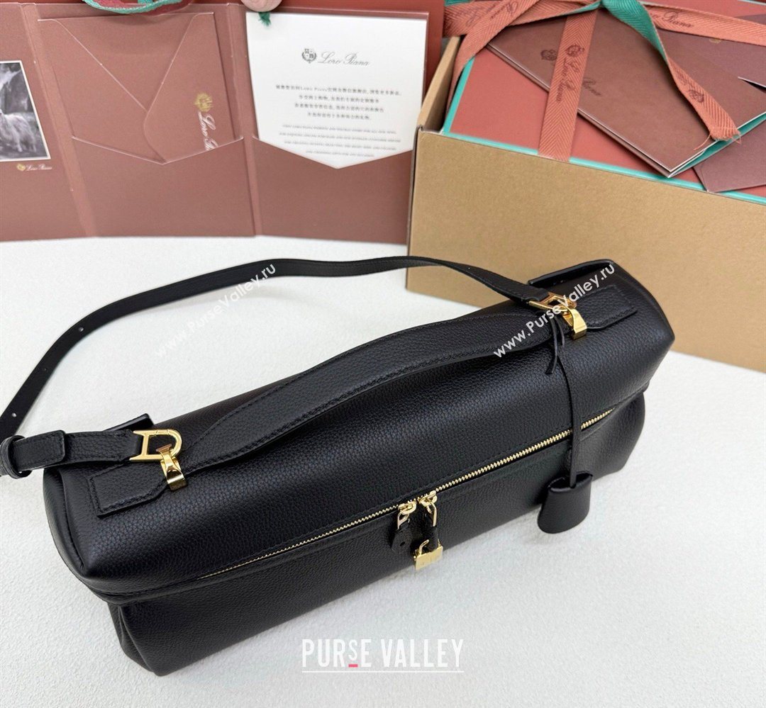 Loro Piana LP Extra Softy Bag L33 in Grained Leather Black 2026 FAQ6591 (MHUI-260408002)