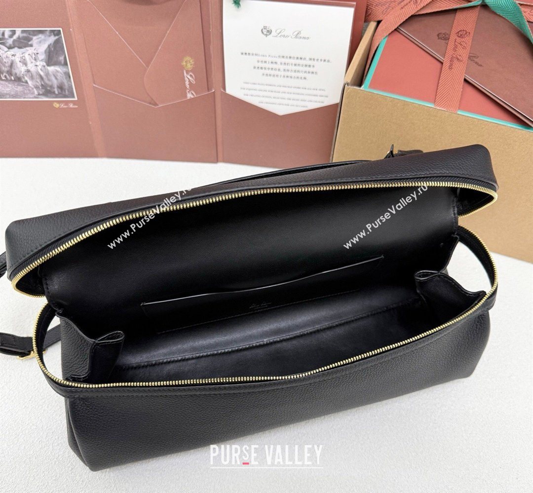 Loro Piana LP Extra Softy Bag L33 in Grained Leather Black 2026 FAQ6591 (MHUI-260408002)