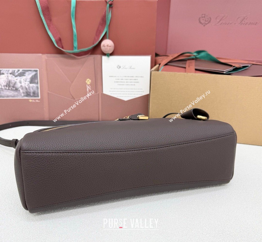 Loro Piana LP Extra Softy Bag L33 in Grained Leather Coffee 2026 FAQ6591 (MHUI-260408004)