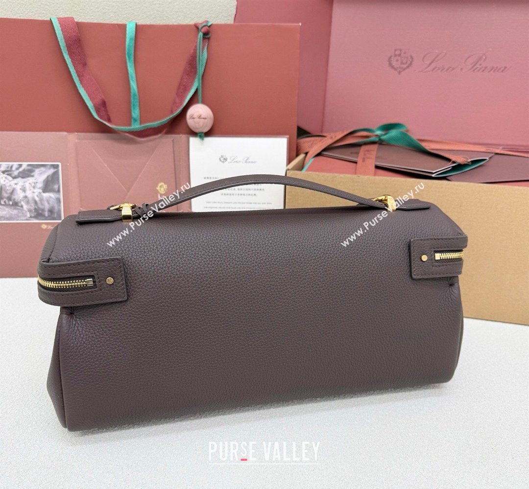 Loro Piana LP Extra Softy Bag L33 in Grained Leather Coffee 2026 FAQ6591 (MHUI-260408004)