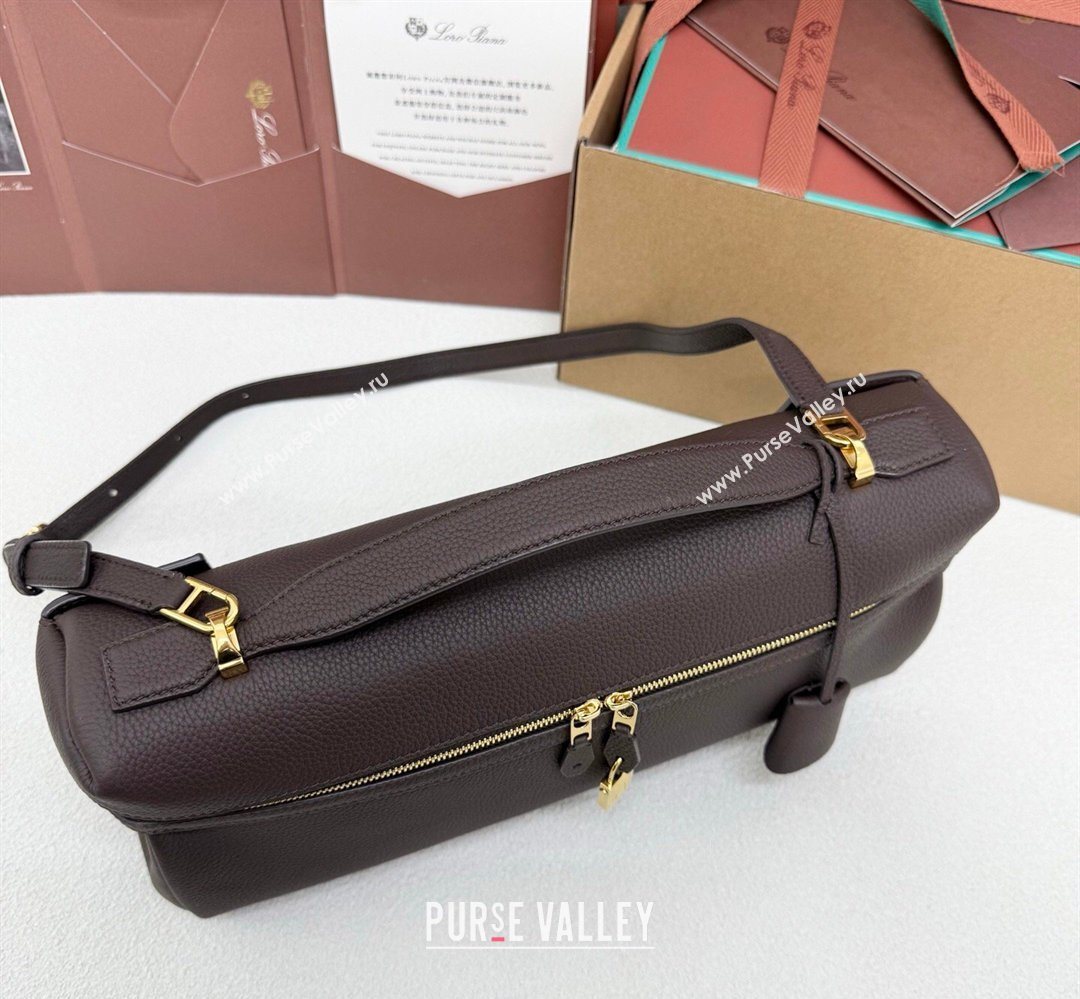 Loro Piana LP Extra Softy Bag L33 in Grained Leather Coffee 2026 FAQ6591 (MHUI-260408004)
