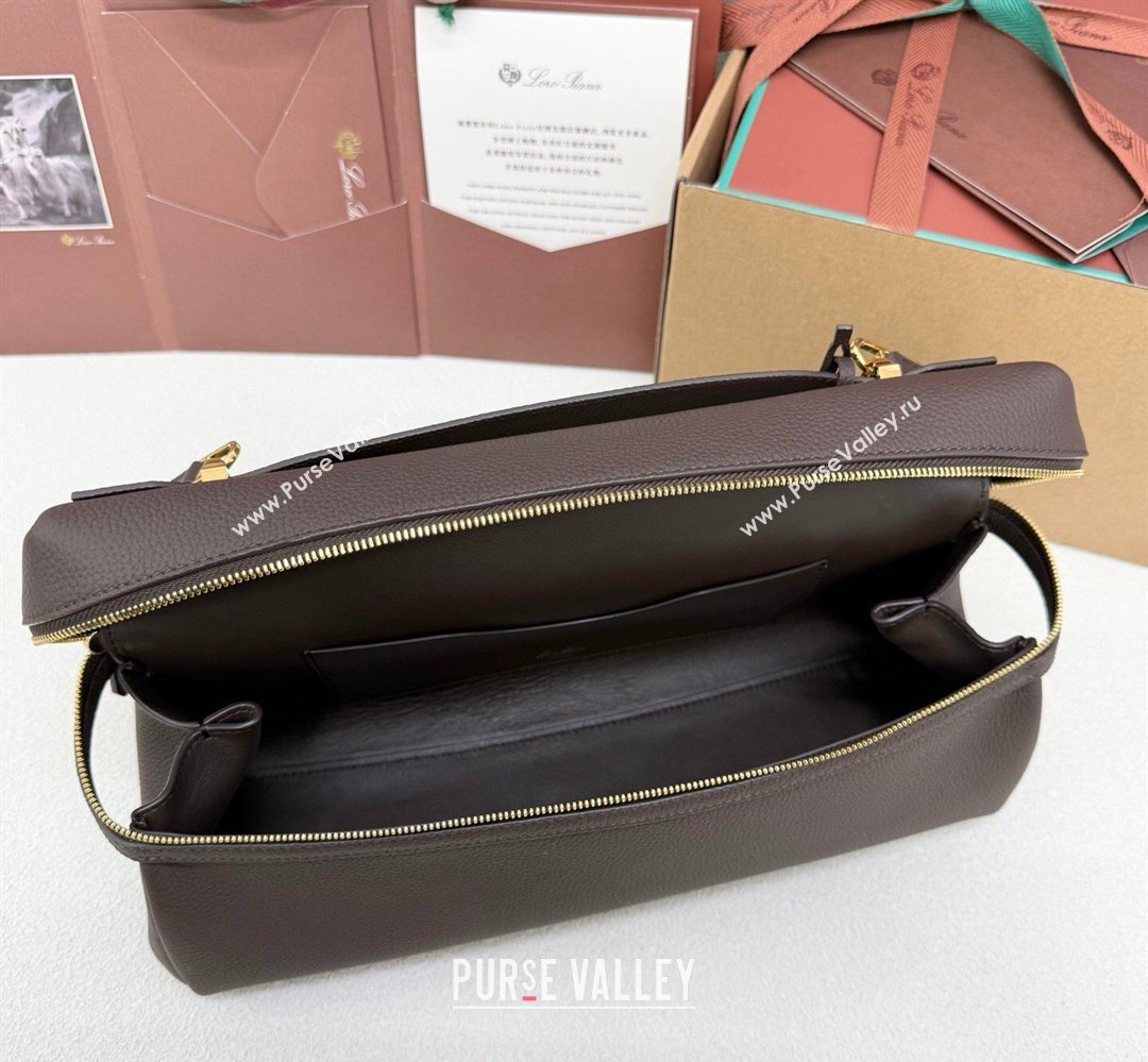 Loro Piana LP Extra Softy Bag L33 in Grained Leather Coffee 2026 FAQ6591 (MHUI-260408004)