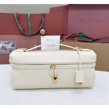 Loro Piana LP Extra Softy Bag L33 in Grained Leather White 2026 FAQ6591 (MHUI-260408005)