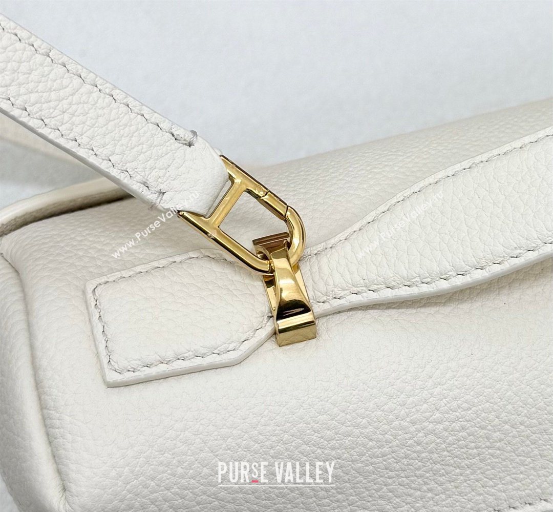 Loro Piana LP Extra Softy Bag L33 in Grained Leather White 2026 FAQ6591 (MHUI-260408005)