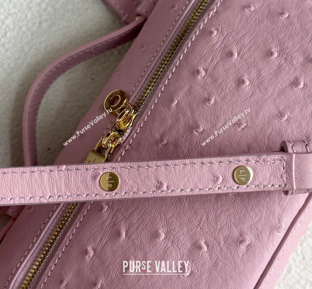 Loro Piana LP Extra Pocket Pouch L19 in Ostrich Embossed Leather Sakura/Gold 2026 FAI8393 (YY-260408016)