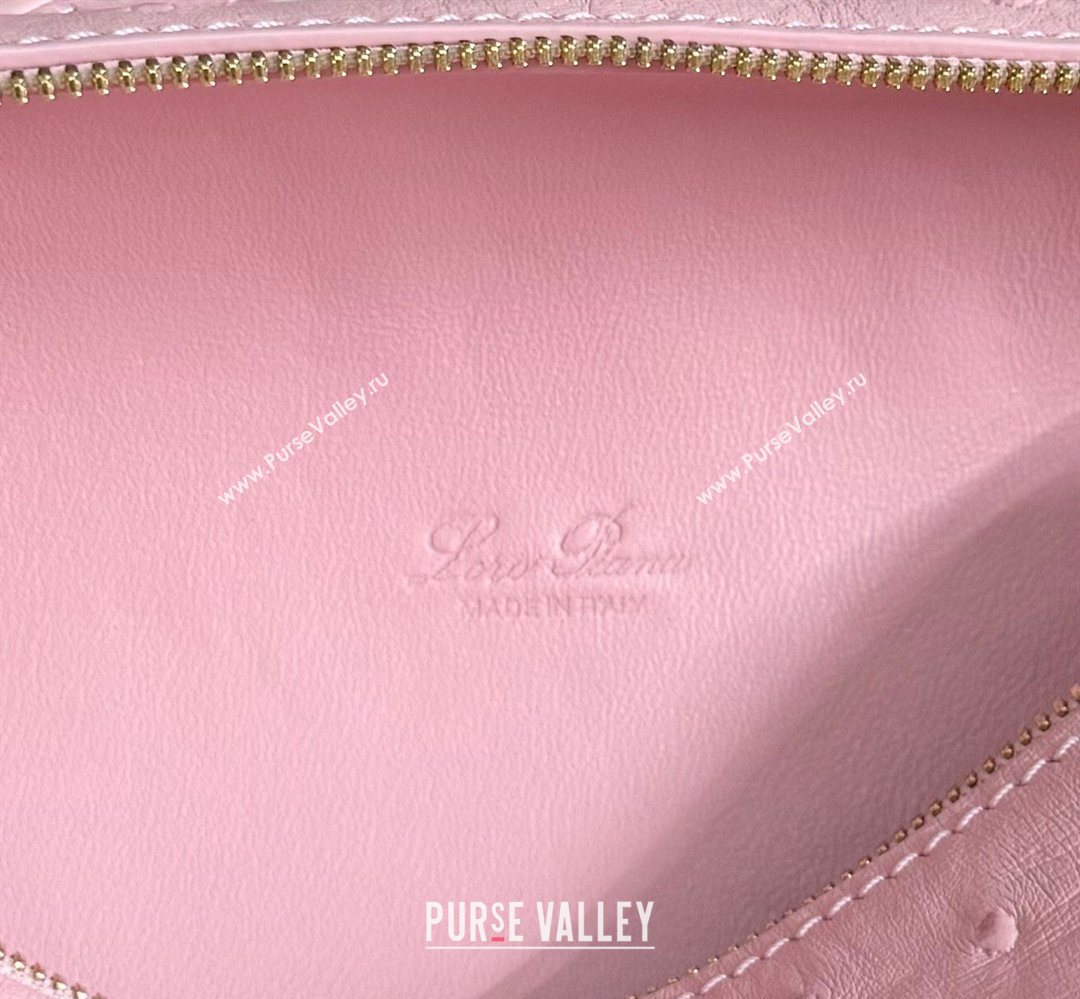 Loro Piana LP Extra Pocket Pouch L19 in Ostrich Embossed Leather Sakura/Gold 2026 FAI8393 (YY-260408016)