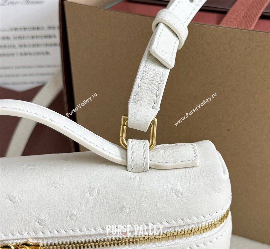 Loro Piana LP Extra Pocket Pouch L19 in Ostrich Embossed Leather White/Gold 2026 FAI8393 (YY-260408017)