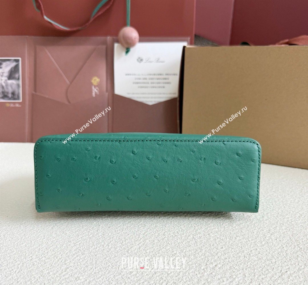Loro Piana LP Extra Pocket Pouch L19 in Ostrich Embossed Leather Peacock Green/Gold 2026 FAI8393 (YY-260408020)