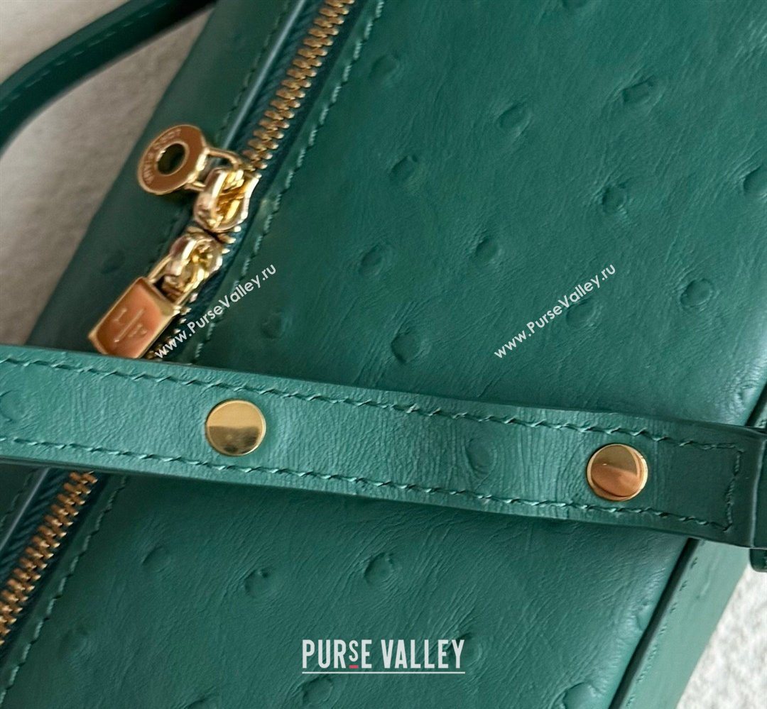 Loro Piana LP Extra Pocket Pouch L19 in Ostrich Embossed Leather Peacock Green/Gold 2026 FAI8393 (YY-260408020)