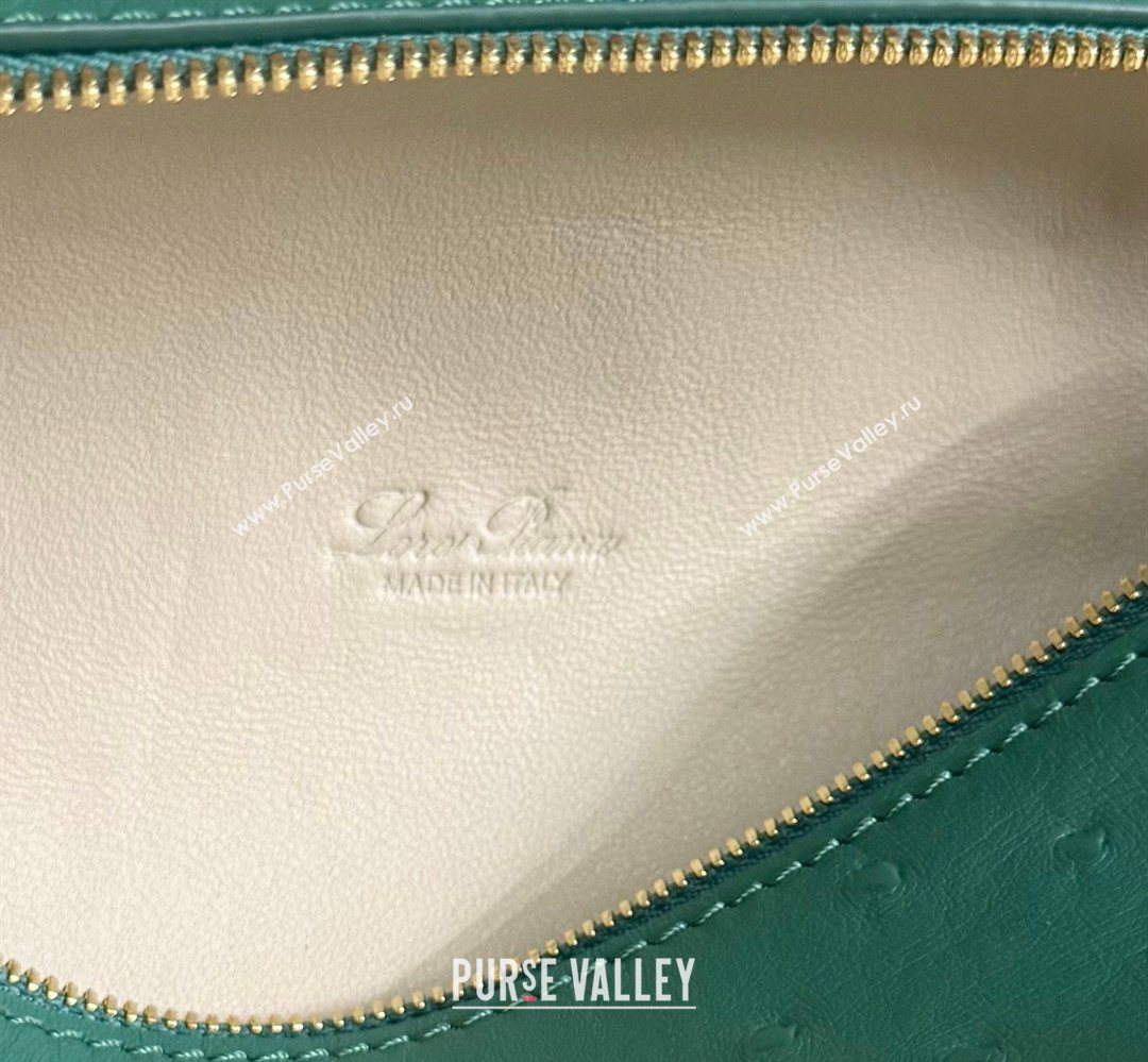 Loro Piana LP Extra Pocket Pouch L19 in Ostrich Embossed Leather Peacock Green/Gold 2026 FAI8393 (YY-260408020)