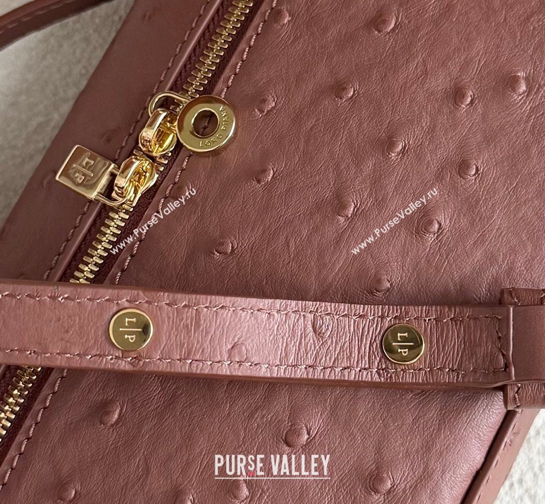 Loro Piana LP Extra Pocket Pouch L19 in Ostrich Embossed Leather Red Brick/Gold 2026 FAI8393 (YY-260408028)