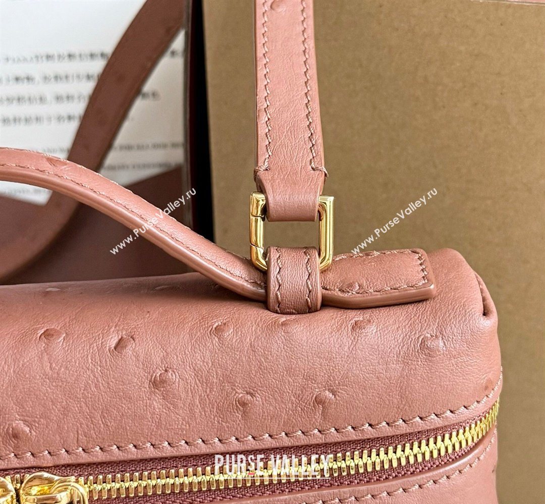 Loro Piana LP Extra Pocket Pouch L19 in Ostrich Embossed Leather Red Brick/Gold 2026 FAI8393 (YY-260408028)