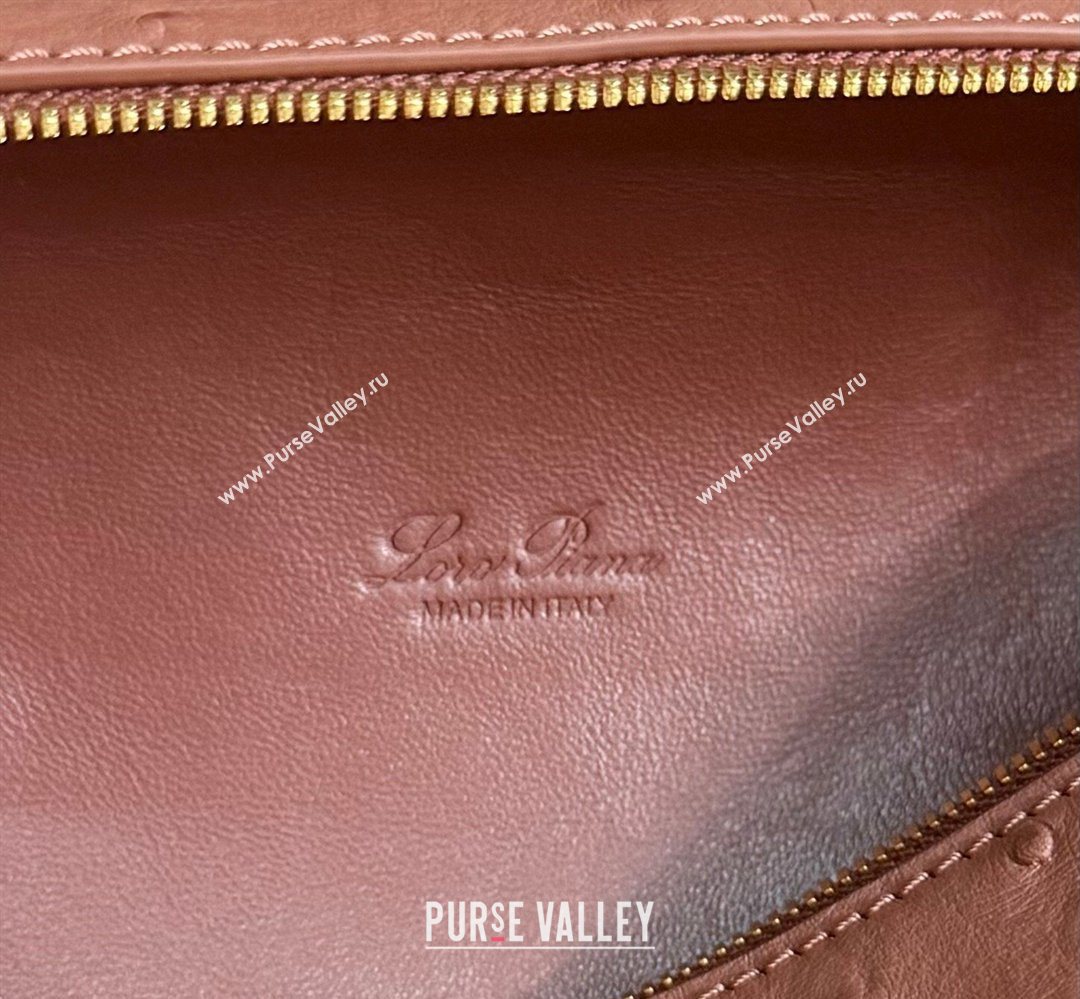 Loro Piana LP Extra Pocket Pouch L19 in Ostrich Embossed Leather Red Brick/Gold 2026 FAI8393 (YY-260408028)