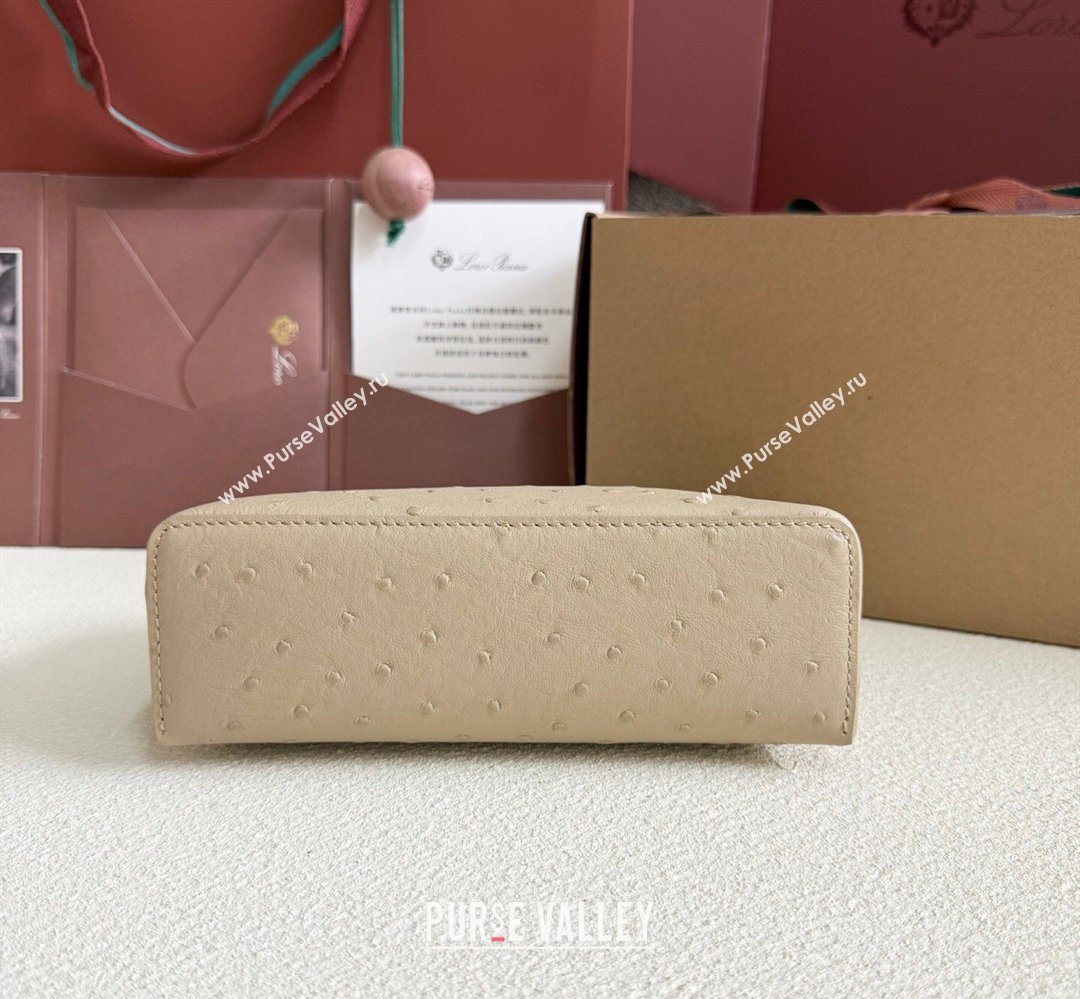 Loro Piana LP Extra Pocket Pouch L19 in Ostrich Embossed Leather Apricot/Gold 2026 FAI8393 (YY-260408032)