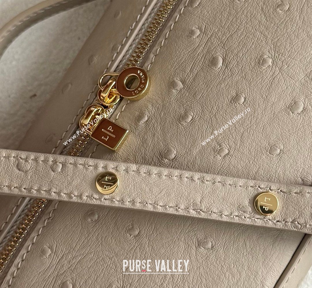 Loro Piana LP Extra Pocket Pouch L19 in Ostrich Embossed Leather Apricot/Gold 2026 FAI8393 (YY-260408032)