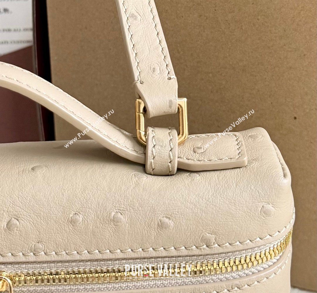 Loro Piana LP Extra Pocket Pouch L19 in Ostrich Embossed Leather Apricot/Gold 2026 FAI8393 (YY-260408032)