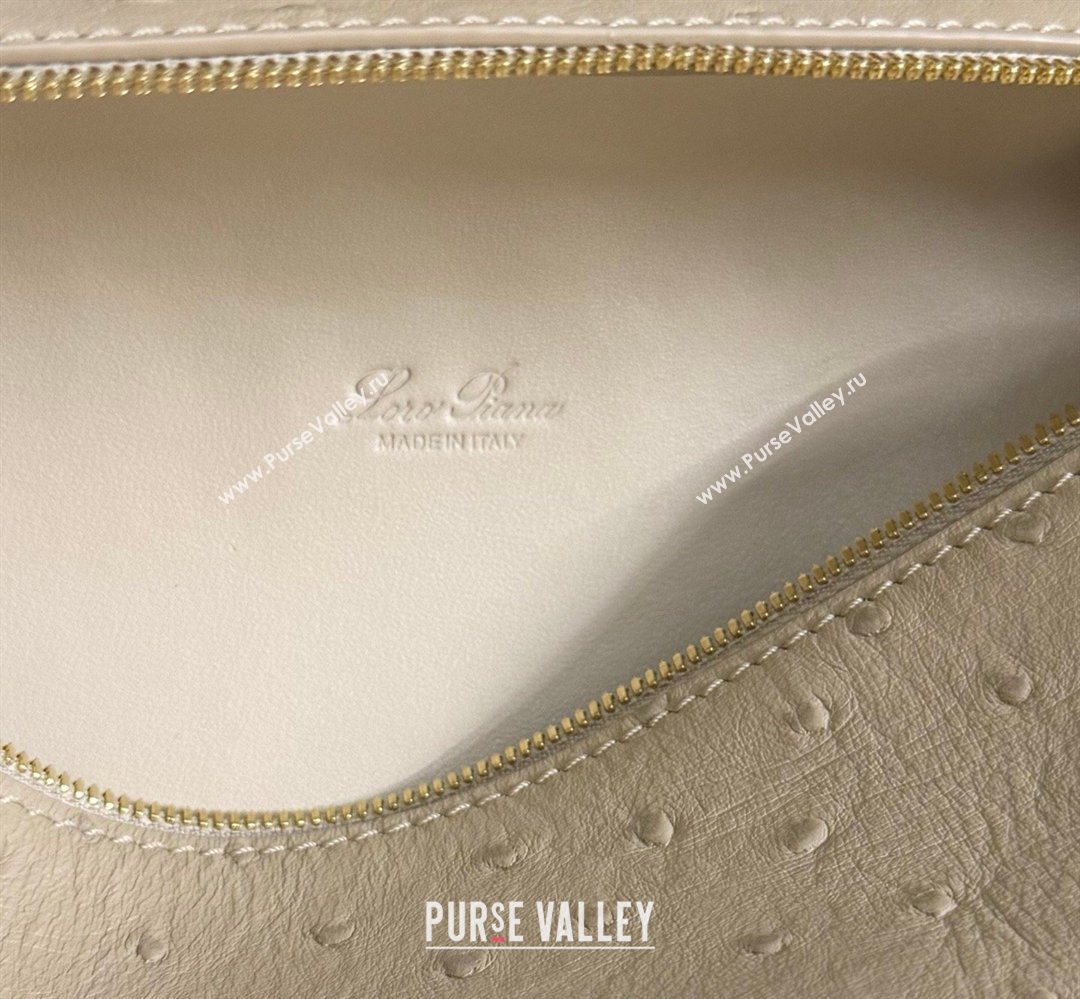 Loro Piana LP Extra Pocket Pouch L19 in Ostrich Embossed Leather Apricot/Gold 2026 FAI8393 (YY-260408032)