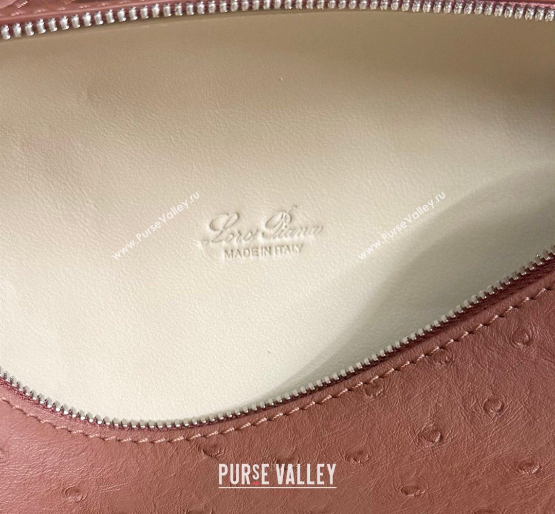 Loro Piana LP Extra Pocket Pouch L19 in Ostrich Embossed Leather Red Brick/Silver 2026 FAI8393 (YY-260408033)