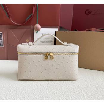 Loro Piana LP Extra Pocket Pouch L19 in Ostrich Embossed Leather Light Beige/Gold 2026 FAI8393 (YY-260408034)