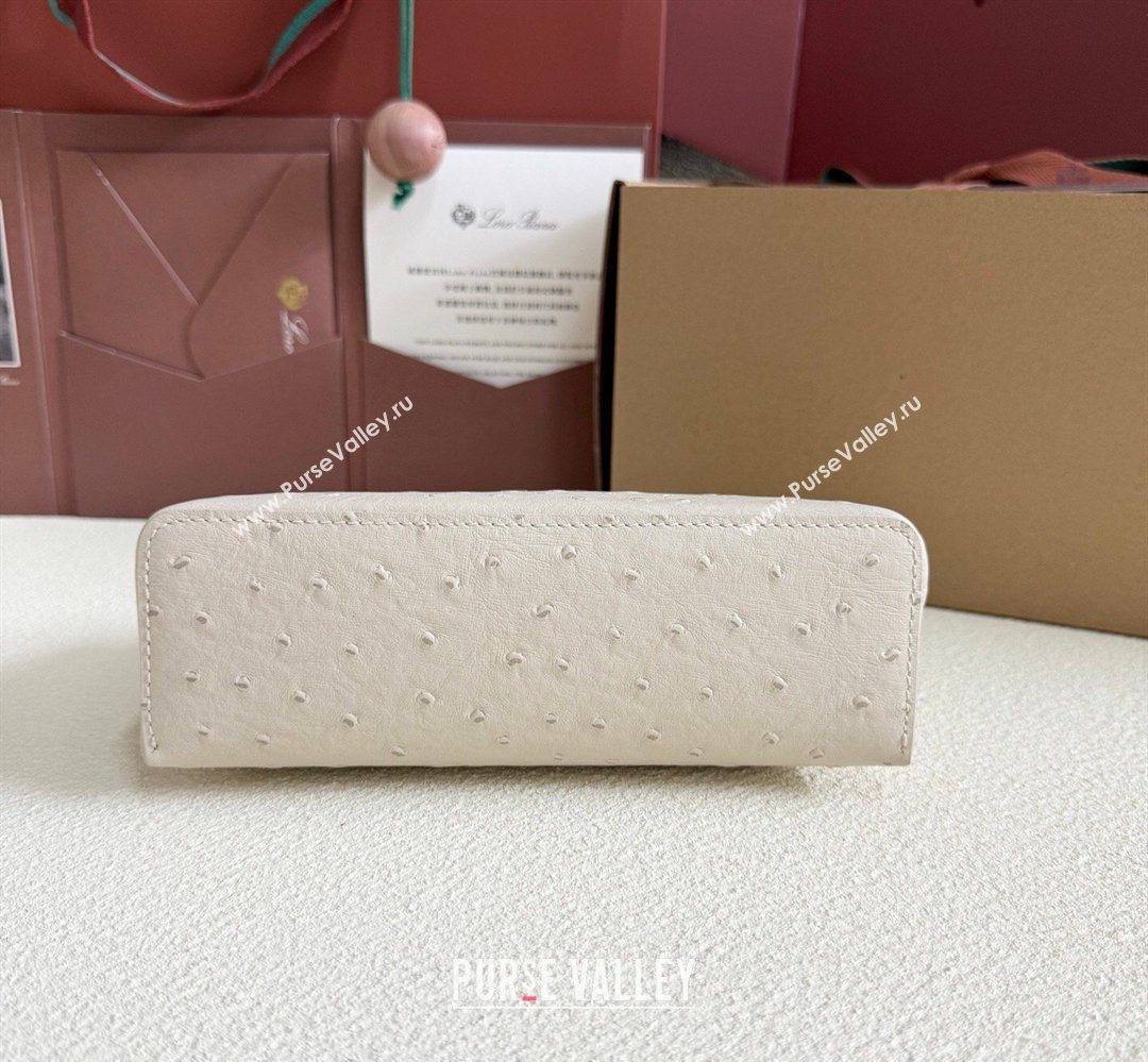 Loro Piana LP Extra Pocket Pouch L19 in Ostrich Embossed Leather Light Beige/Gold 2026 FAI8393 (YY-260408034)