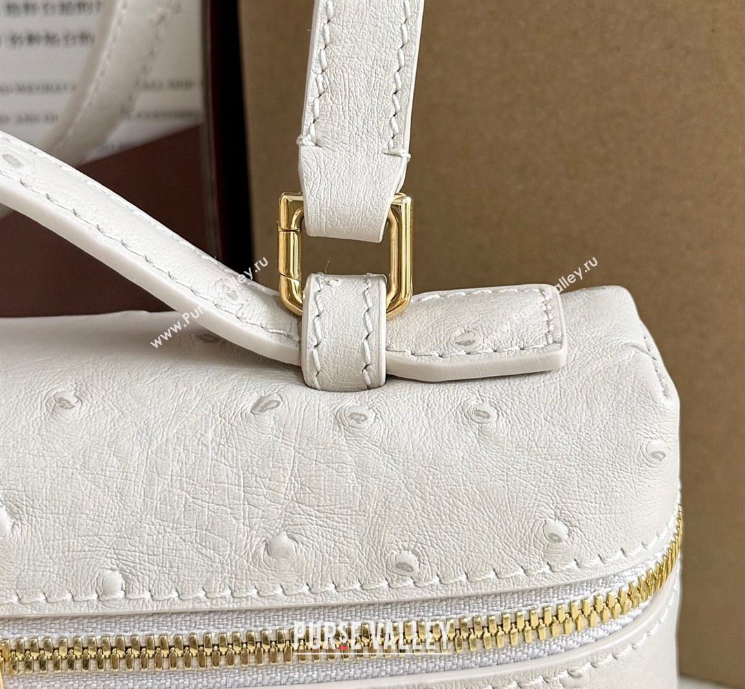 Loro Piana LP Extra Pocket Pouch L19 in Ostrich Embossed Leather Light Beige/Gold 2026 FAI8393 (YY-260408034)