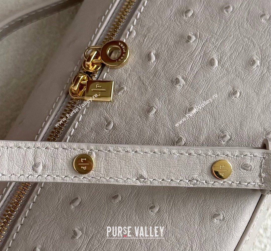 Loro Piana LP Extra Pocket Pouch L19 in Ostrich Embossed Leather Light Beige/Gold 2026 FAI8393 (YY-260408034)