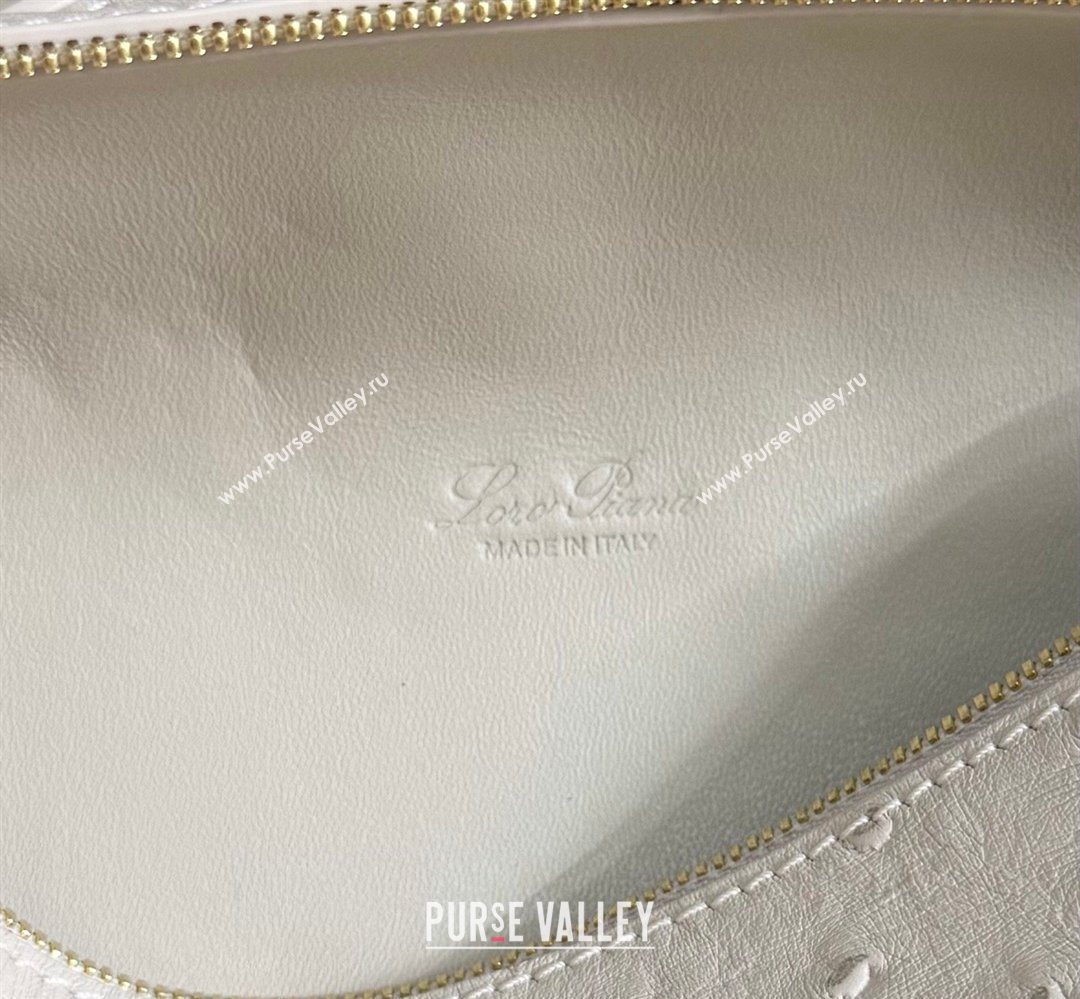 Loro Piana LP Extra Pocket Pouch L19 in Ostrich Embossed Leather Light Beige/Gold 2026 FAI8393 (YY-260408034)