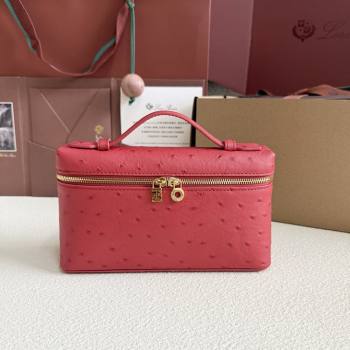 Loro Piana LP Extra Pocket Pouch L19 in Ostrich Embossed Leather Red/Gold 2026 FAI8393 (YY-260408041)