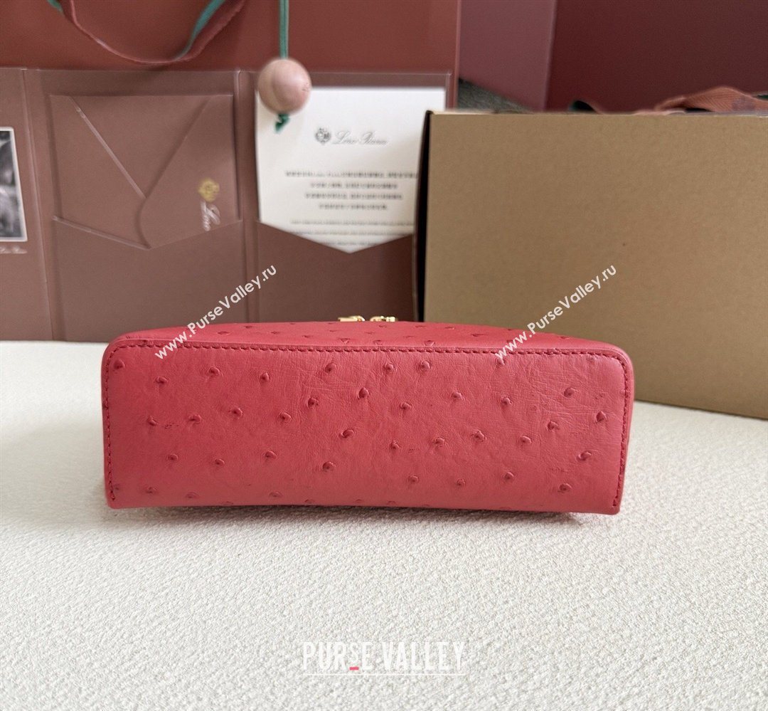 Loro Piana LP Extra Pocket Pouch L19 in Ostrich Embossed Leather Red/Gold 2026 FAI8393 (YY-260408041)