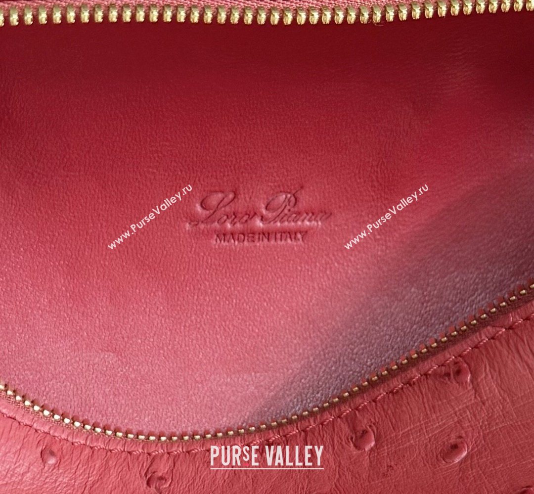 Loro Piana LP Extra Pocket Pouch L19 in Ostrich Embossed Leather Red/Gold 2026 FAI8393 (YY-260408041)