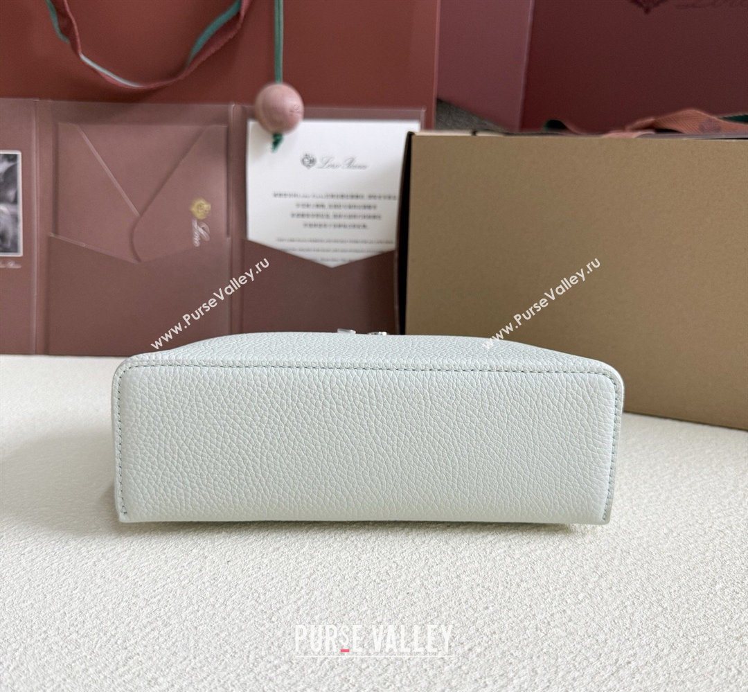 Loro Piana LP Extra Pocket Pouch L19 in Grained Leather Pale Blue 2026 FAI8393 (YY-260408043)