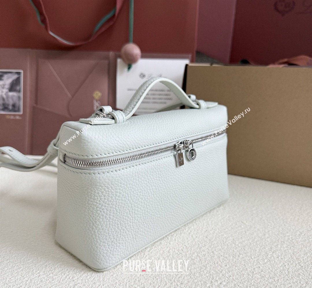 Loro Piana LP Extra Pocket Pouch L19 in Grained Leather Pale Blue 2026 FAI8393 (YY-260408043)