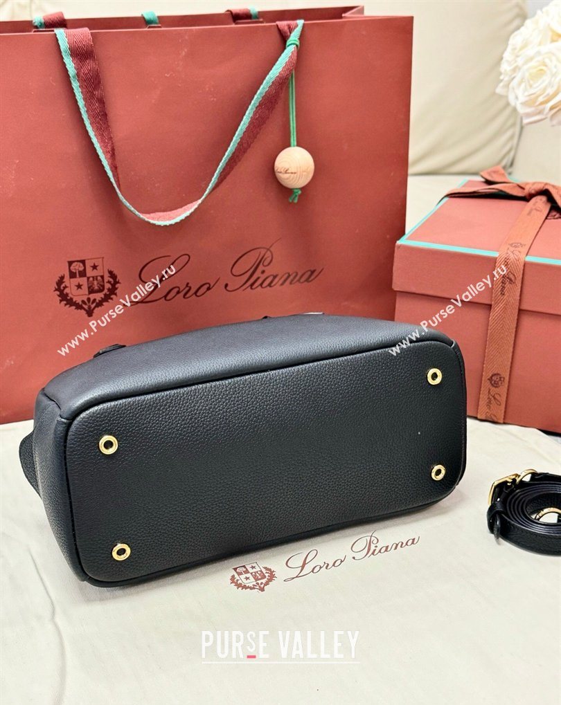 Loro Piana LP Small Needle bag in Grained Leather Black 2026 (BF-260408078)