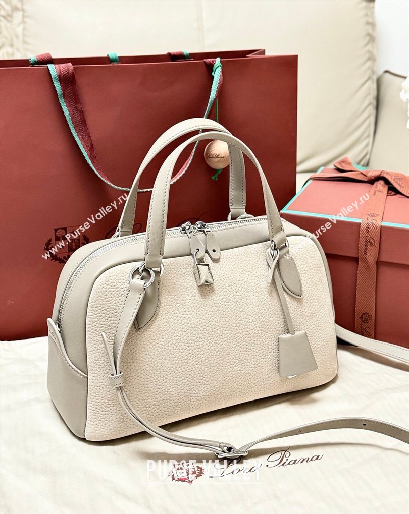 Loro Piana LP Small Needle bag in Grained Nubuck and Leather Grey 2026 FAQ2126 (BF-260408081)
