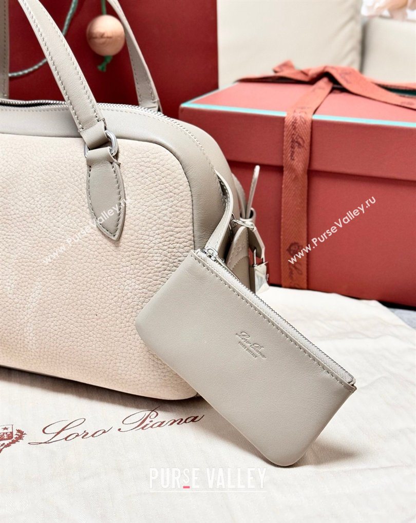 Loro Piana LP Small Needle bag in Grained Nubuck and Leather Grey 2026 FAQ2126 (BF-260408081)