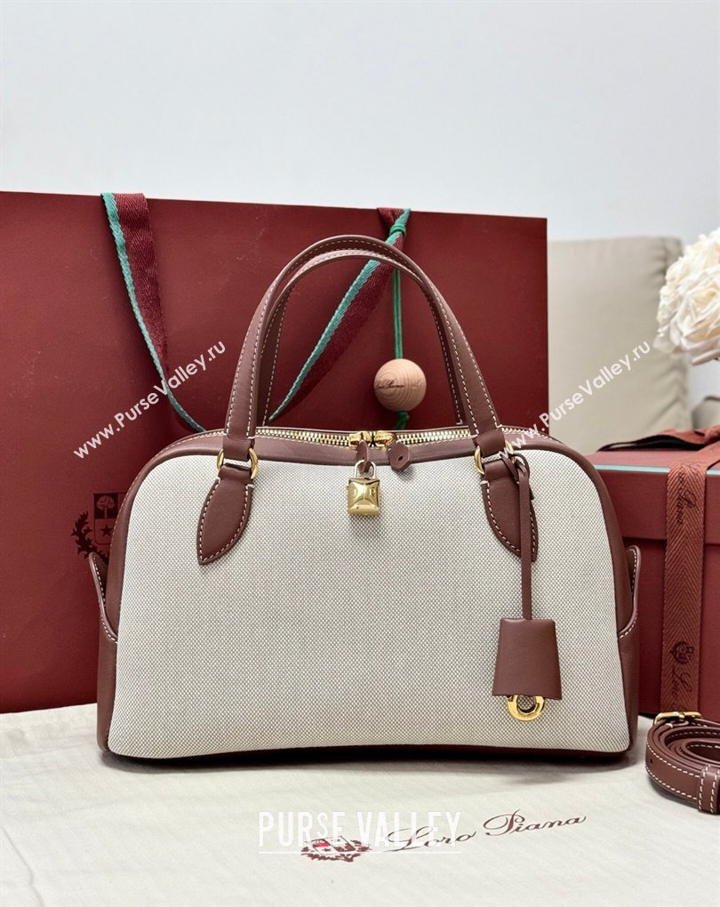 Loro Piana LP Small Needle bag in Canvas and Leather Caramel 2026 (BF-260408082)