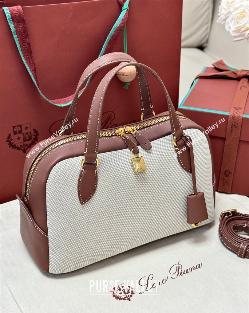 Loro Piana LP Small Needle bag in Canvas and Leather Caramel 2026 (BF-260408082)